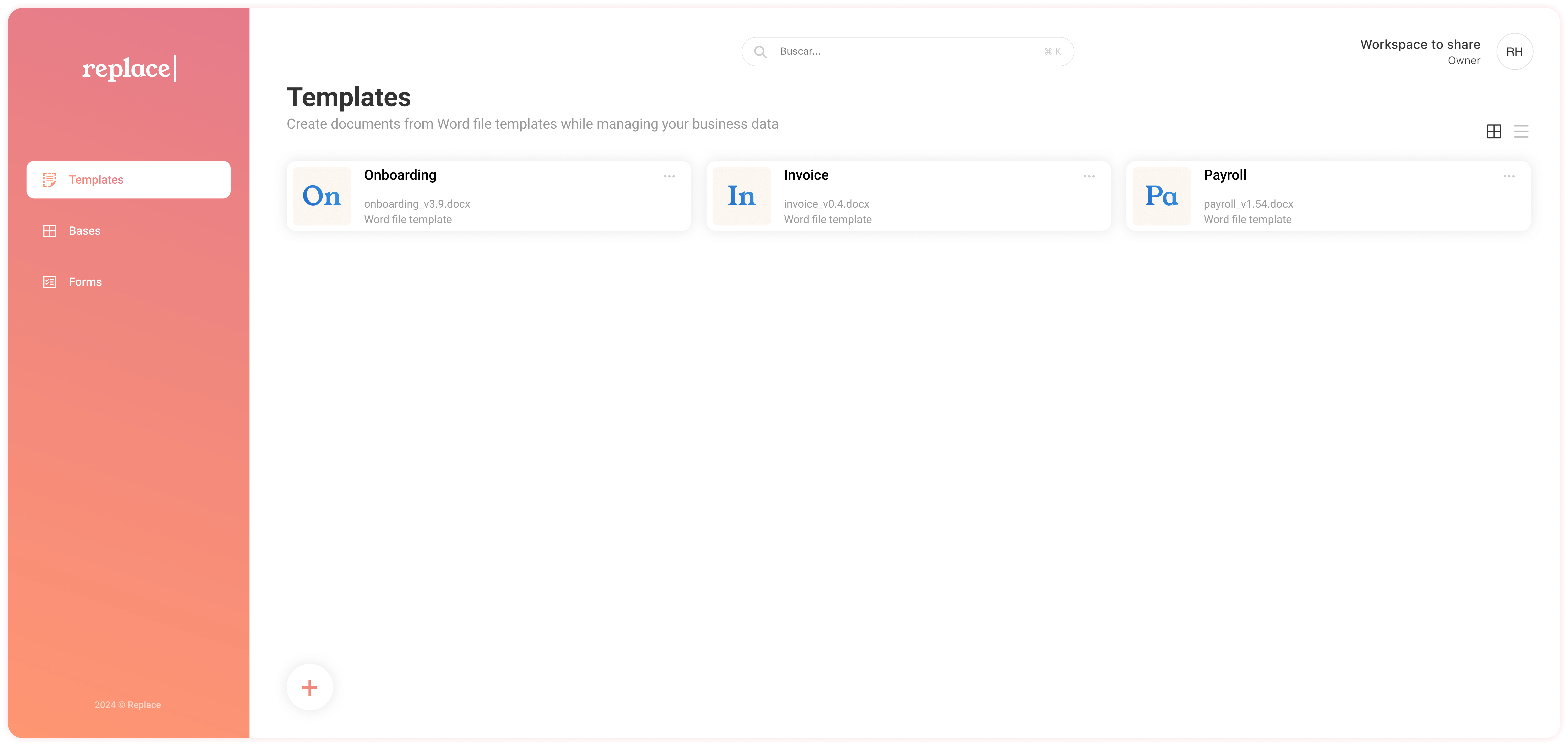 Replace document automation platform interface